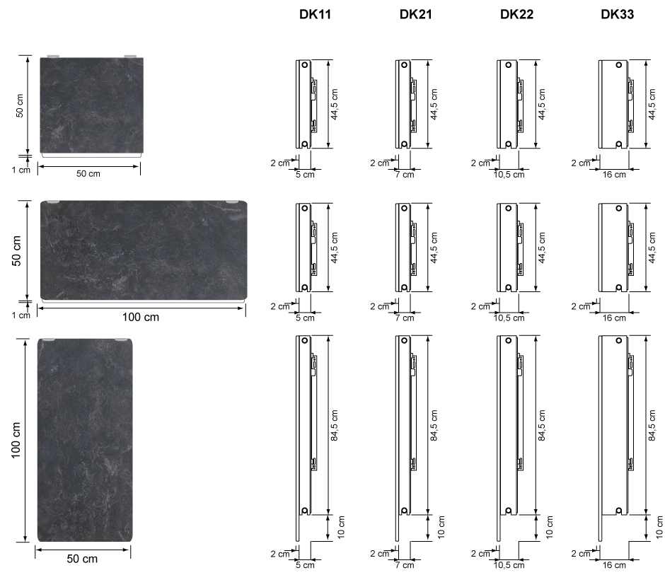 Dimensions water series